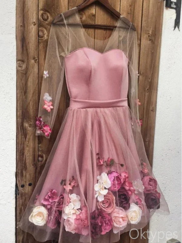 See Through Flower Appliqued Sweetheart Strapless Women Mini Dresses Homecoming Dresses, PDS0563 Comfortable Wrap Mini Dress See Through Flower Appliqued Sweetheart Strapless Women Mini Dresses Homecoming Dresses, PDS0563 Comfortable Wrap Mini Dress