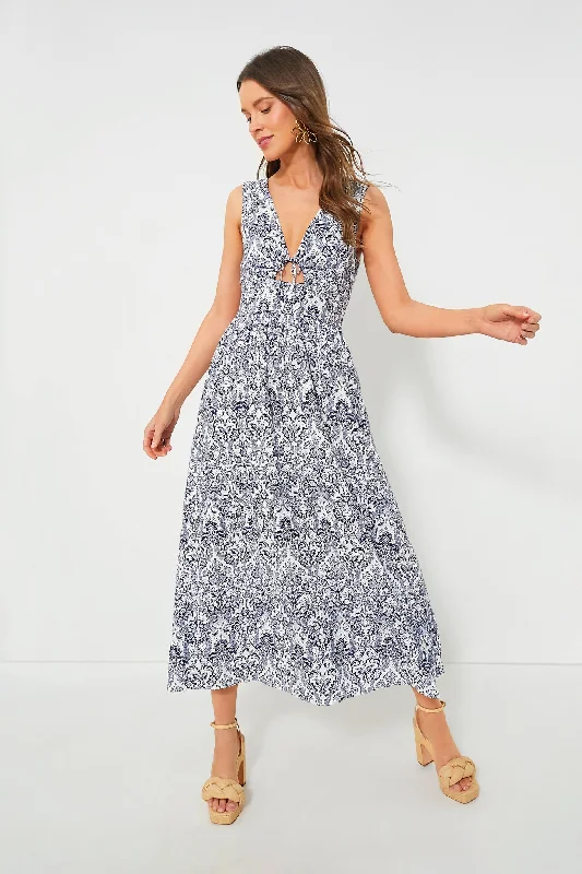 Navy Scroll Print Toula Dress Tunics Cozy soft