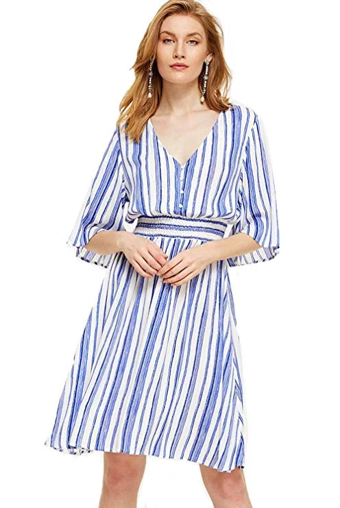 Split Floral Print Flowy Party Dress Tunics Leisure comfortable