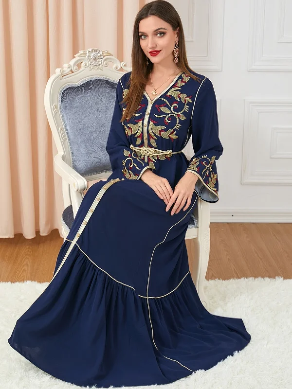 Ramadan Morocco Dress Women Muslim Abaya Fashion Dubai Abayas Embroidery Belted Kaftan Elegant Party Dresses Vestidos Spring Glittery Long Formal Ramadan Morocco Dress Women Muslim Abaya Fashion Dubai Abayas Embroidery Belted Kaftan Elegant Party Dresses Vestidos Spring Glittery Long Formal