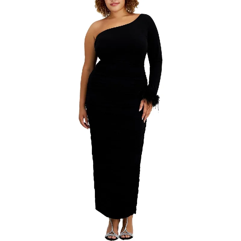 Plus Womens Solid Polyester Evening Dress Tunics Sophisticated sleek