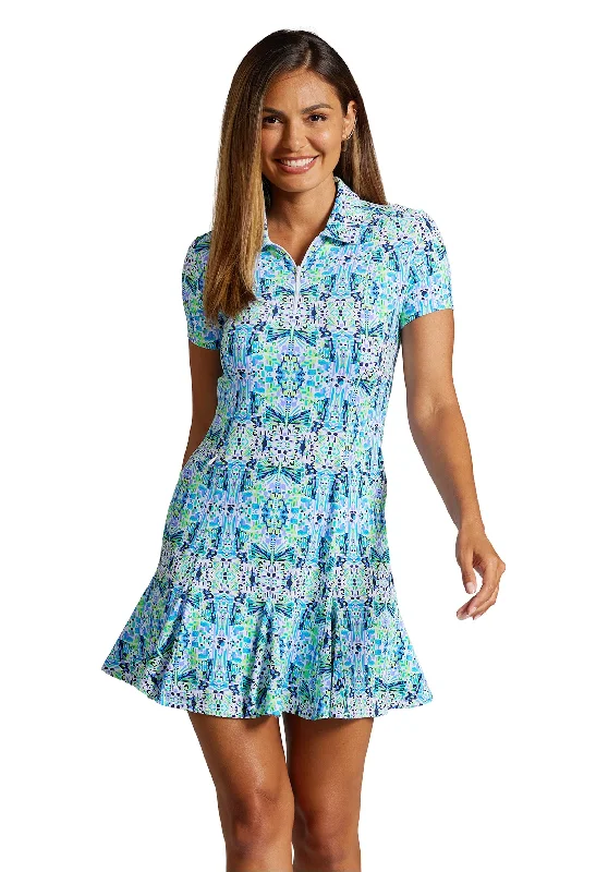 Ridley Print Short Sleeve Godet Dress – 69089 Tunics Prom sequined