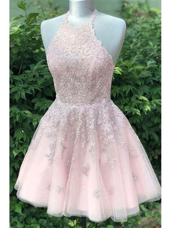 Sexy Tulle Halter A-Line Mini Dresses/ Homecoming Dresses With Lace, PDS0549 Stylish Ribbed Mini Dress Sexy Tulle Halter A-Line Mini Dresses/ Homecoming Dresses With Lace, PDS0549 Stylish Ribbed Mini Dress