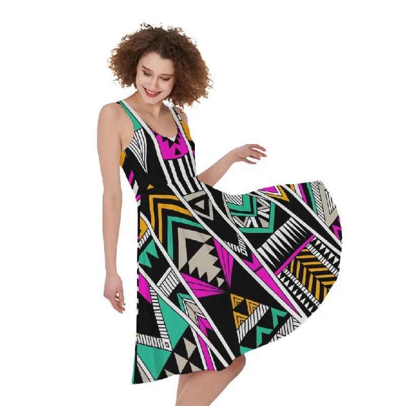 Vintage Tribal Aztec Pattern Print Sleeveless Knee Length Dress Tunics Occasion special Vintage Tribal Aztec Pattern Print Sleeveless Knee Length Dress Tunics Occasion special