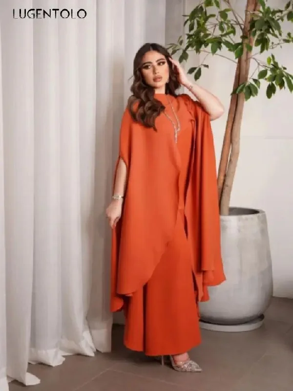 Luxury O Neck Long Dress Women Elegant Loose Sexy Big Swing Party Dress M B-62815 Tunics Sophisticated sleek