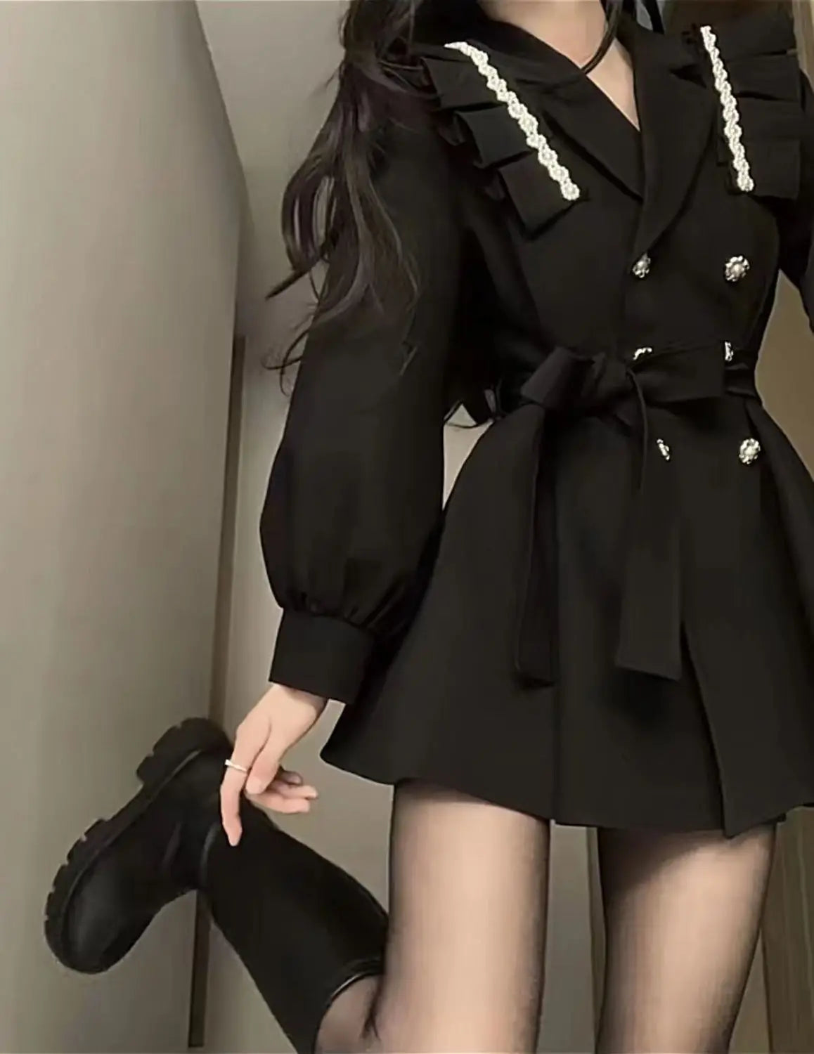 Zjkrl - Korean Fashion Black Mini Blazer Dress Women Elegant Chic Sashes Button Design Dress Winter Casual Sexy Evening Party Dress New Tunics Recommended stylist Zjkrl - Korean Fashion Black Mini Blazer Dress Women Elegant Chic Sashes Button Design Dress Winter Casual Sexy Evening Party Dress New Tunics Recommended stylist