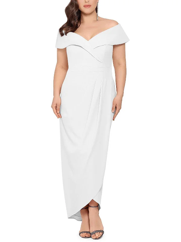 Plus Womens Off-The-Shoulder Maxi Evening Dress Tunics Floral girly
