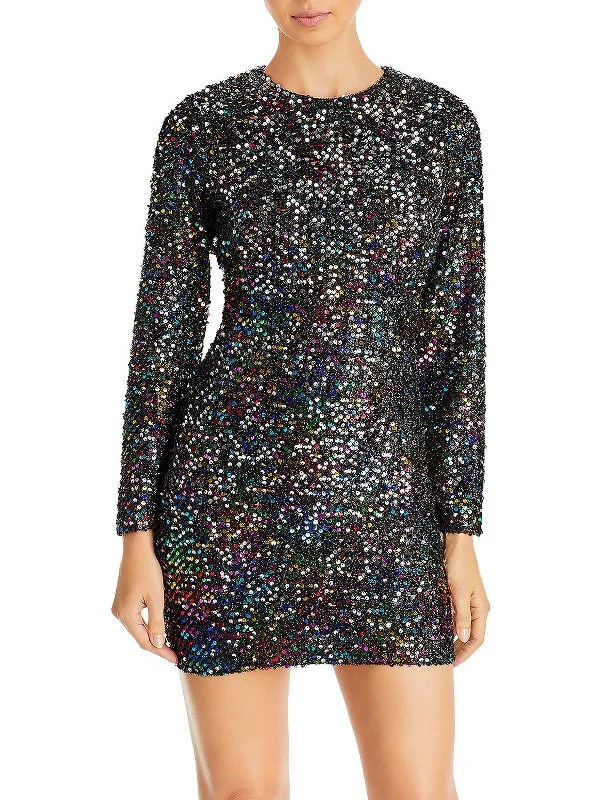 Womens Open Back Sequined Cocktail and Party Dress Tunics Cozy comfortable