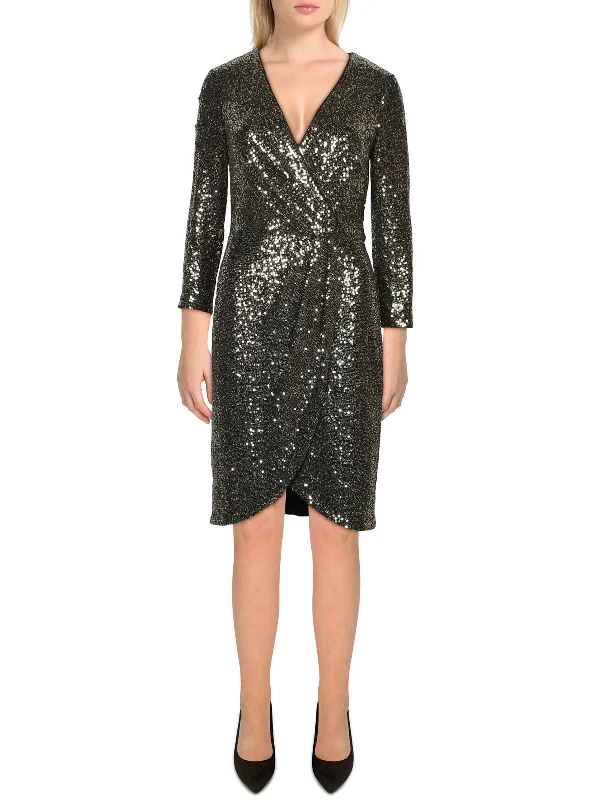 Womens Sequined Tulip Cocktail and Party Dress Chiffon Maxi Beach