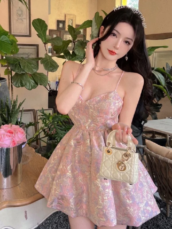 Pphmm Elegant Sleeveless Princess Mini Dress For Women 2022 Summer Female Floral Print Fancy Party Vestidos Cozy A-Line Mini Dress