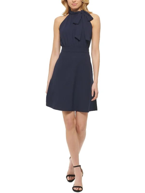 Petites Womens Chiffon Halter Cocktail and Party Dress Turtleneck Warm Winter