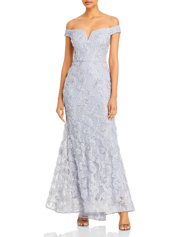 Womens Off-The-Shoulder Long Evening Dress Maxi Flowy Bohemian