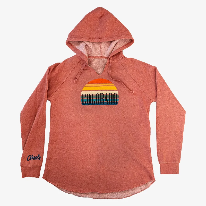 Women's Gradient Sunset Colorado Hoodie Hoodie with Slit Hem Functional Movement