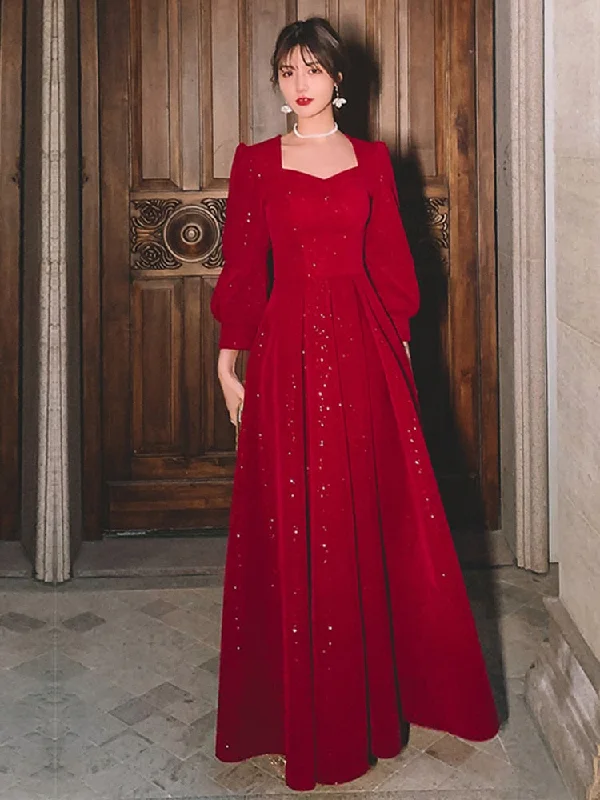 Zjkrl Women Evening Dresses Long Sleeve Elegant Square Collar Red Sequins Simple Prom Party Dress Long A-line Formal Vestidos Tunics Print Colorful Zjkrl Women Evening Dresses Long Sleeve Elegant Square Collar Red Sequins Simple Prom Party Dress Long A-line Formal Vestidos Tunics Print Colorful