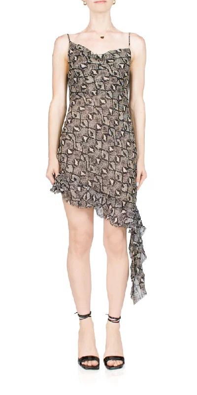 Portia Asymmetric Mini Dress Stylish Floral Print Mini Dress
