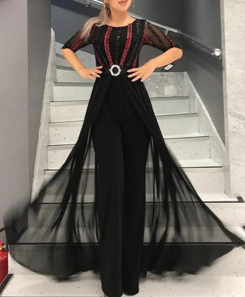 Fit Flare Sequins Belted High Slit Maxi Party Dress Tunics Chinos classic