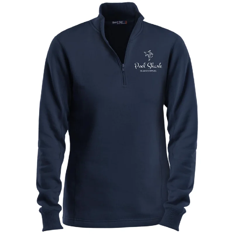 "Pool Shark" Sport-Tek Ladies' 1/4 Zip Sweatshirt Hoodie with Metallic Shiny Futuristic "Pool Shark" Sport-Tek Ladies' 1/4 Zip Sweatshirt Hoodie with Metallic Shiny Futuristic