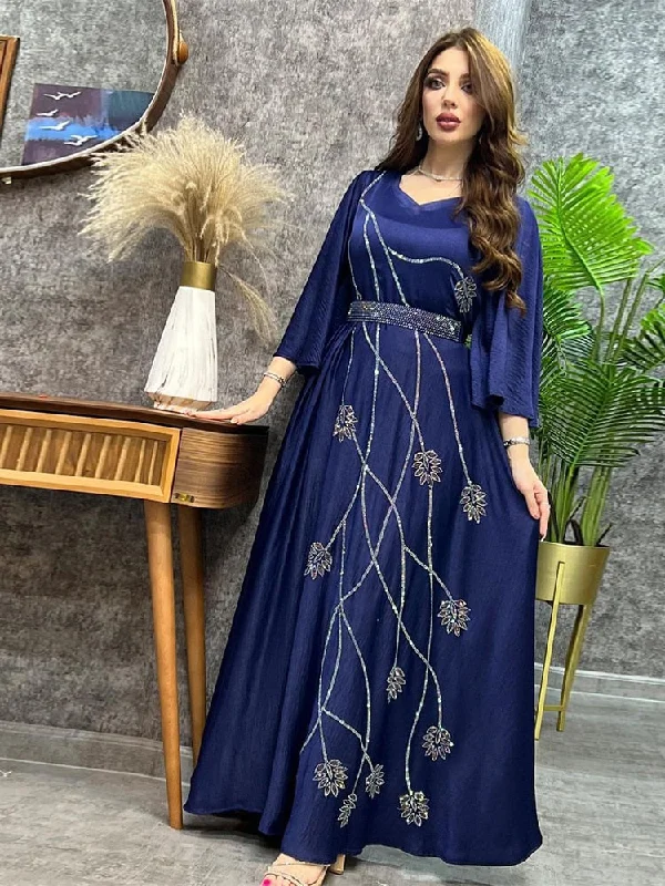 Turkey Muslim Dress Women Abaya Diamond Lace-up Party Dresses Moroccan Kaftan Ensemble Femme Musulmane Jilbab Hijab Vestidos Satin Halter Glamorous Turkey Muslim Dress Women Abaya Diamond Lace-up Party Dresses Moroccan Kaftan Ensemble Femme Musulmane Jilbab Hijab Vestidos Satin Halter Glamorous