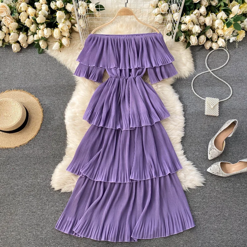 Spring Party Dress Women Off Shoulder Layer Ruffles Slim Chiffon S550 Sequined Elegant Party Spring Party Dress Women Off Shoulder Layer Ruffles Slim Chiffon S550 Sequined Elegant Party