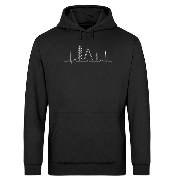 Herzschlag Wald - Unisex Organic Hoodie Hoodie with Strings Custom Fit Adjustable