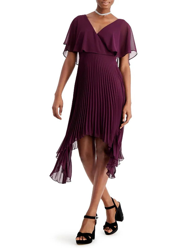 Womens Drapey Handkerchief Hem Cocktail and Party Dress A-Line Day Work