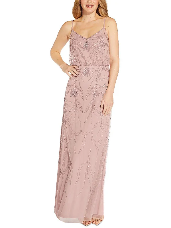 Womens Sequined Maxi Evening Dress Tunics Sophisticated sleek
