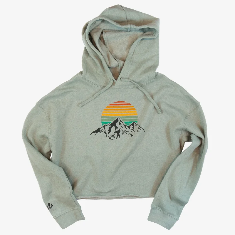 Women's Retro Mountain Cropped Hoodie Hoodie with Drawstring Waist Adjustable Fitted Women's Retro Mountain Cropped Hoodie Hoodie with Drawstring Waist Adjustable Fitted