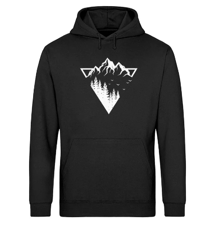 Berge - Geometrisch - Unisex Organic Hoodie Hoodie with Snap Buttons Easy Quick