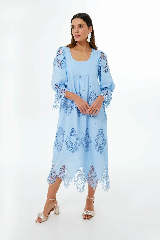 Forget Me Not Blue Lace Ashlyn Dress Tunics Fleece cozy