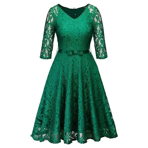 Hollow Out Floral Lace Dress Tunics Top rated
