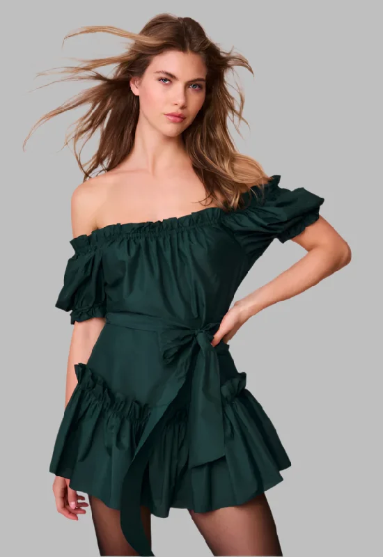 LoveShackFancy Estine Taffeta Mini Dress Comfortable Zip-Up Mini Dress