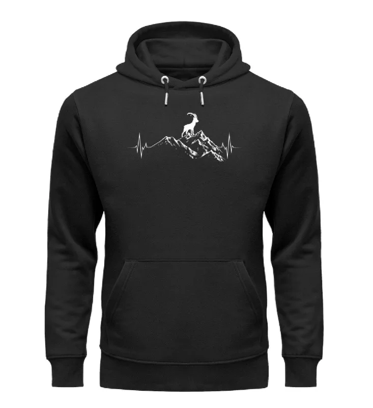 Herzschlag Berge und Steinbock - Unisex Premium Organic Hoodie Hoodie with Print Artistic Unique Herzschlag Berge und Steinbock - Unisex Premium Organic Hoodie Hoodie with Print Artistic Unique