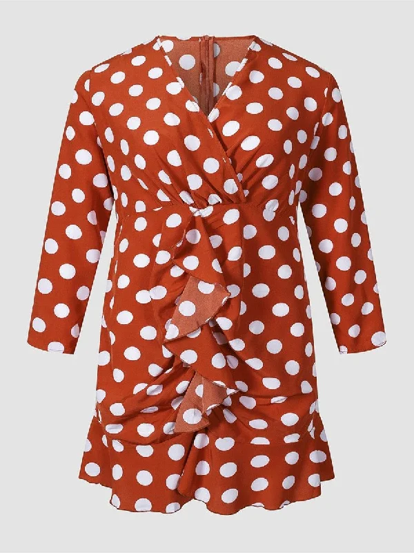 Polka Dots Red Party Dress Mermaid Tail Wedding