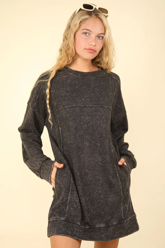 Very J OVERSIZED Mineral Washed Sweatshirt Mini Dress in Black Cozy Knitted Mini Dress Very J OVERSIZED Mineral Washed Sweatshirt Mini Dress in Black Cozy Knitted Mini Dress