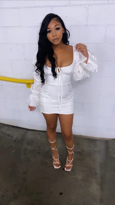 Solid Color Sweet Puff Sleeve Mini Dress,White Homecoming Dress Y2225 Fashionable Polka Dot Mini Dress Solid Color Sweet Puff Sleeve Mini Dress,White Homecoming Dress Y2225 Fashionable Polka Dot Mini Dress