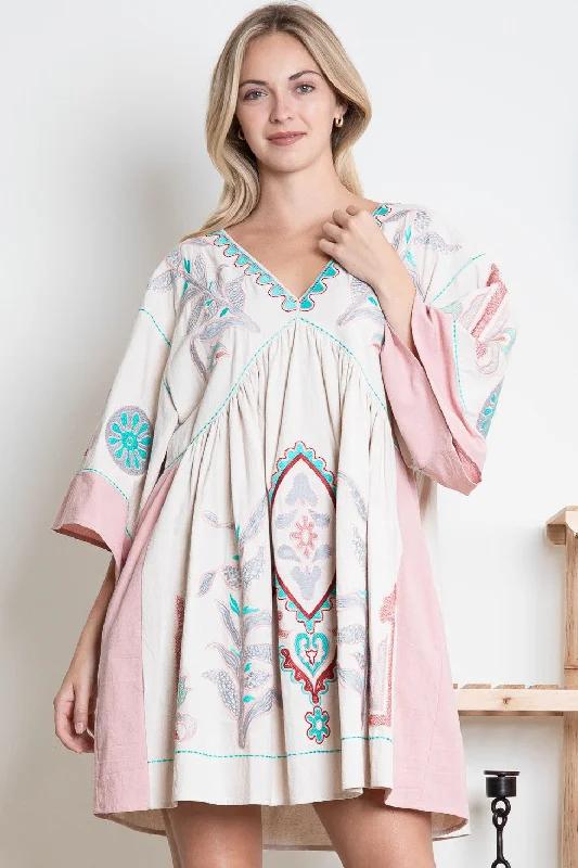 BlueVelvet Floral Embroidery Mini Dress in Cream-Dusty Pink Stylish Ruffle Mini Dress BlueVelvet Floral Embroidery Mini Dress in Cream-Dusty Pink Stylish Ruffle Mini Dress