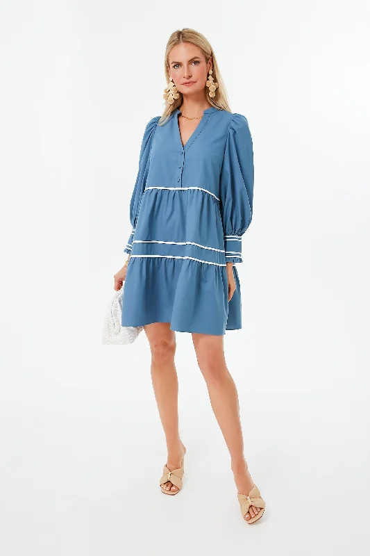Blue Tiered Abby Dress Tunics Sophisticated sleek
