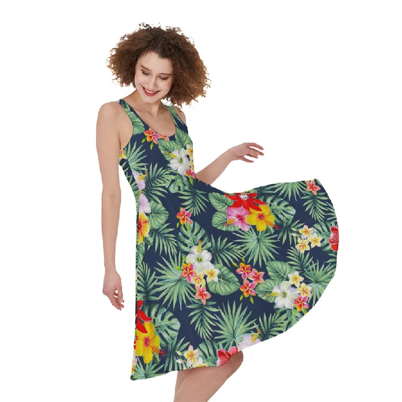 Summer Tropical Hawaii Pattern Print Sleeveless Knee Length Dress Tunics Trendy modern Summer Tropical Hawaii Pattern Print Sleeveless Knee Length Dress Tunics Trendy modern