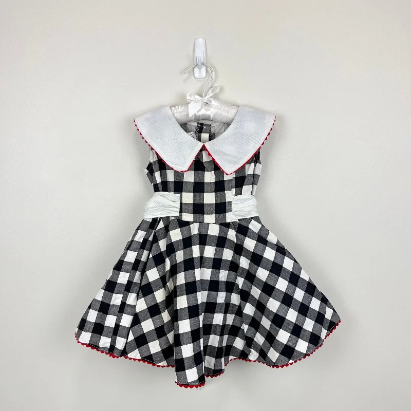 Vintage Sarah Kent Black and White Plaid Party Dress 4T USA Tunics Occasion special