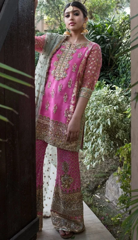 Alluring Pakistani designer party dress in lavish pink color # B3364 Tunics Stylish modern Alluring Pakistani designer party dress in lavish pink color # B3364 Tunics Stylish modern