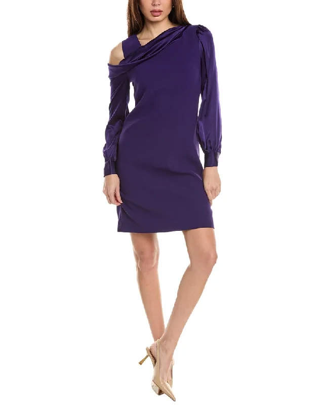 Elie Tahari Draped Satin Shift Dress Tunic Top Casual
