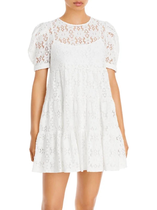 Womens Lace Mini Cocktail and Party Dress Turtleneck Warm Winter