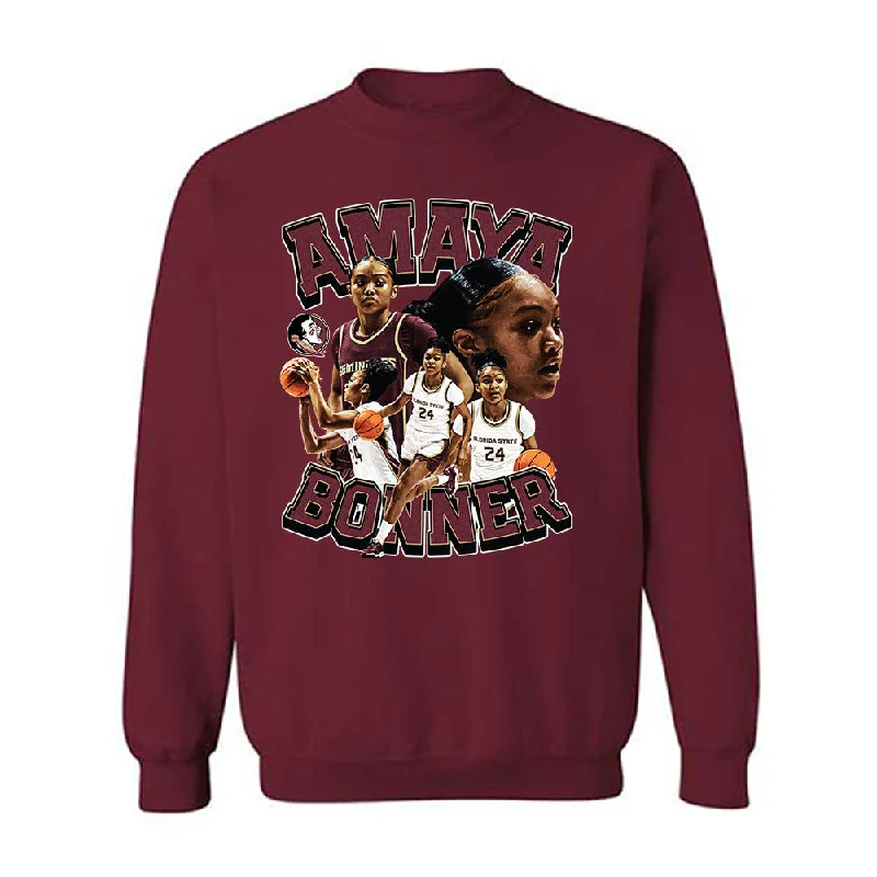 FSU - NCAA Women's Basketball : Amaya Bonner - Player Collage Crewneck Sweatshirt Hoodie with Button Classic Timeless FSU - NCAA Women's Basketball : Amaya Bonner - Player Collage Crewneck Sweatshirt Hoodie with Button Classic Timeless