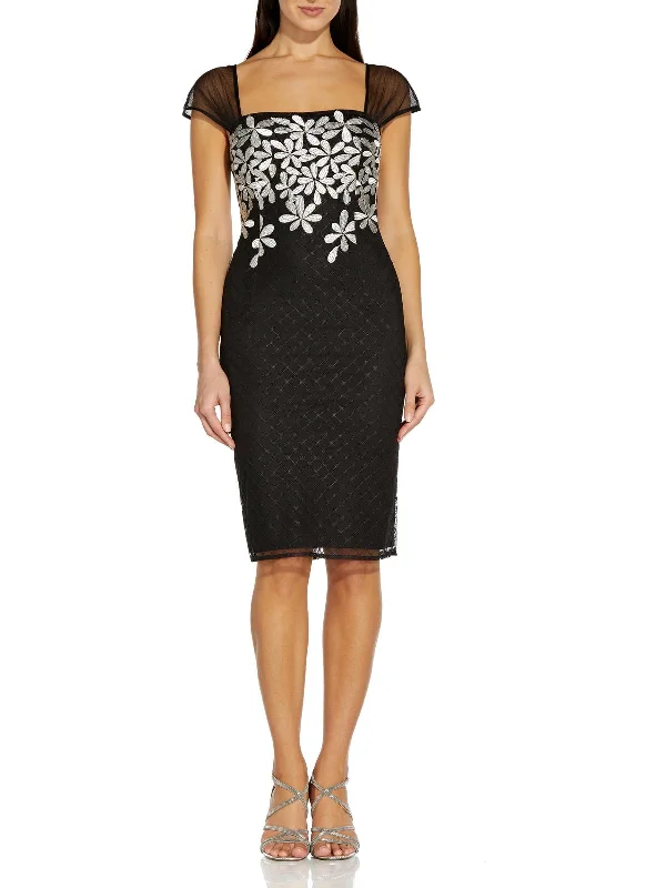 Womens Embroidered Floral Cocktail and Party Dress Tunics Solid Classic