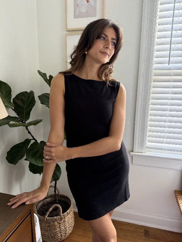 Cameron Soft Knit Tank Fitted Mini Dress (Black) Comfortable Shift Mini Dress