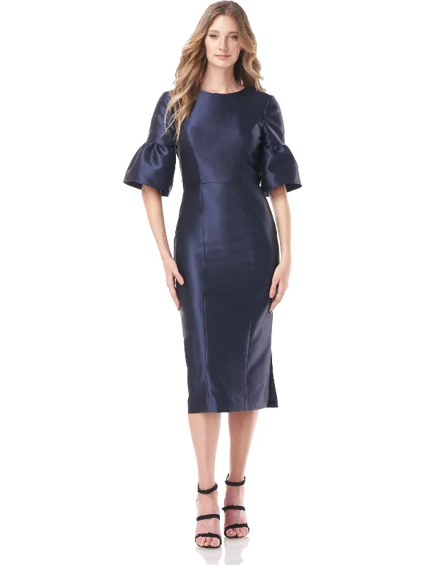 Tessie Womens Satin Midi Cocktail and Party Dress Tunics Satin smooth