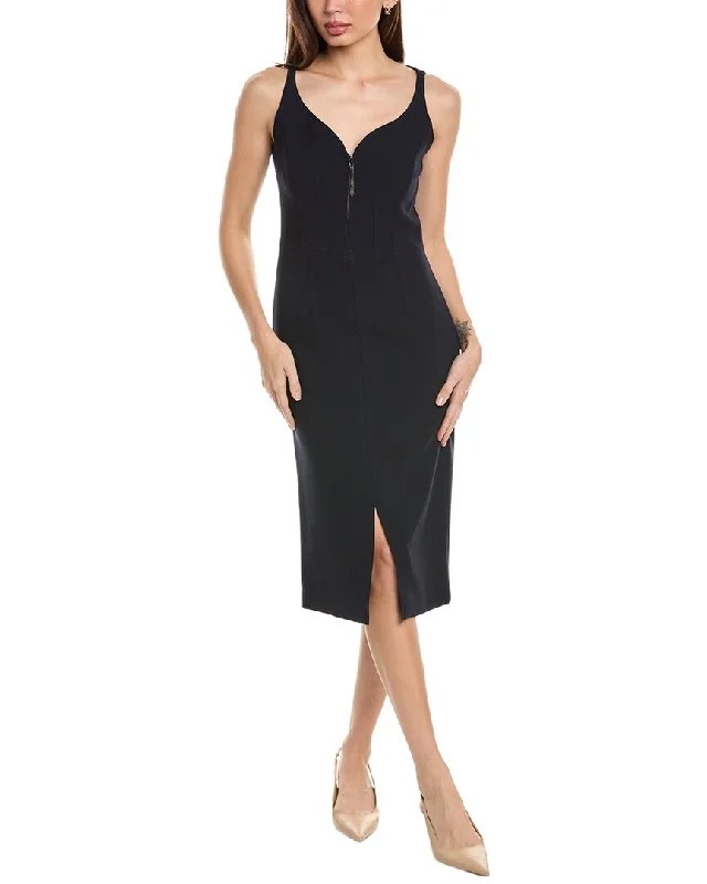 Elie Tahari Contour Front Zip Sheath Dress Tunics Party sparkling