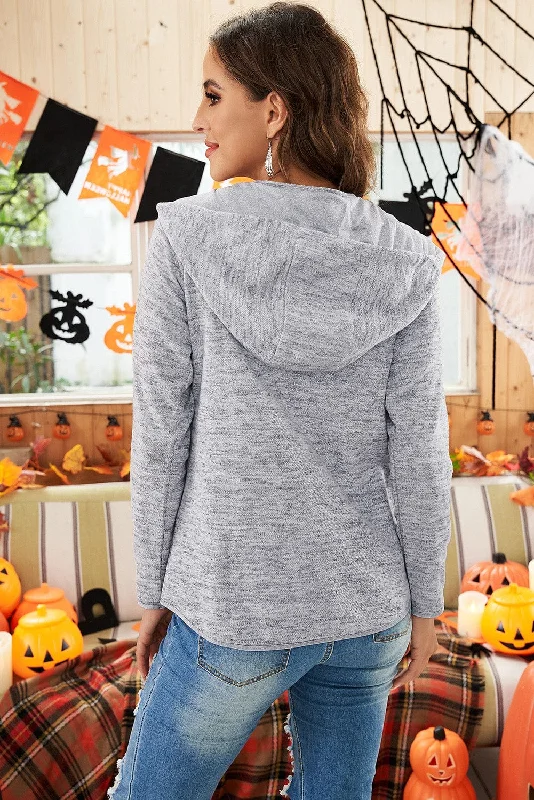 Animal Print Sweatshirt Hoodie with Full-Zip Functional Layering