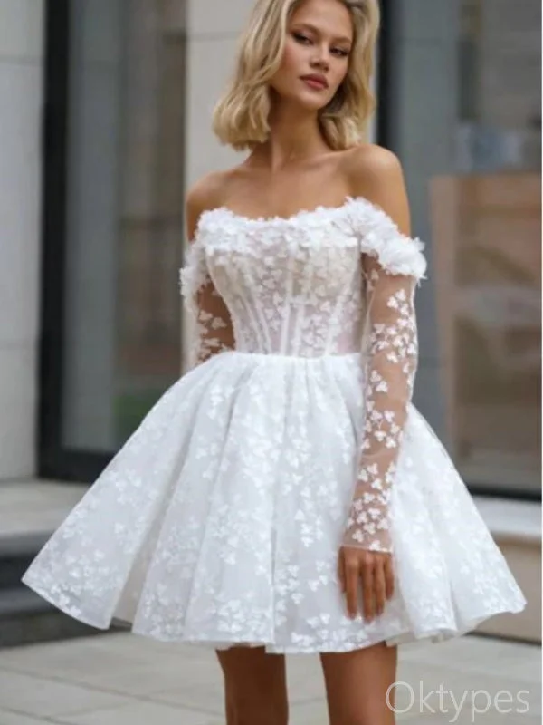 Alluring White Word Shoulder Appliqued Flower A-Line Mini Dresses Homecoming Dresses, PDS0588 Elegant Floral-Print Mini Dress Alluring White Word Shoulder Appliqued Flower A-Line Mini Dresses Homecoming Dresses, PDS0588 Elegant Floral-Print Mini Dress