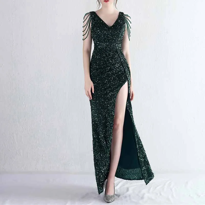 Womens Party Dress Sequins V-Neck Long Dress Formal Evening Prom Gowns S-4XL Tunics Travel practical Womens Party Dress Sequins V-Neck Long Dress Formal Evening Prom Gowns S-4XL Tunics Travel practical